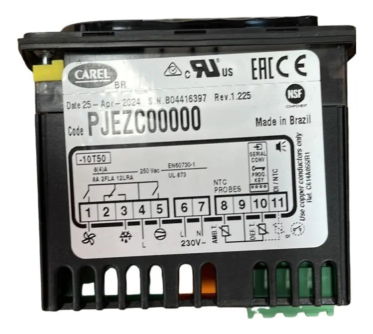 Controlador De Temperatura Termostato Carel PJEZC00000 Para Refrigeração acompanha 2 sensores